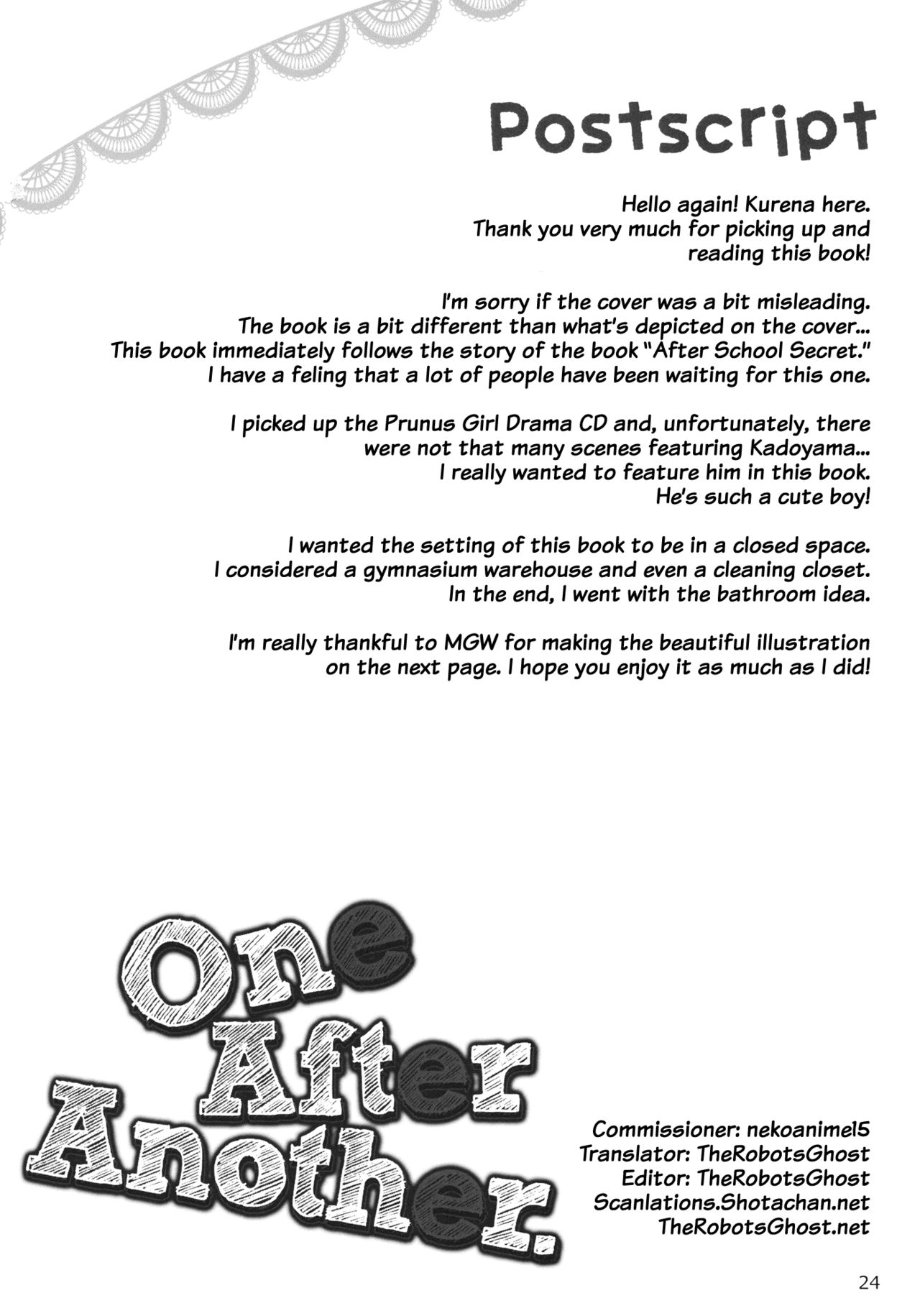 (サンクリ51) [組換DNA (水上暮菜)] One After Another. (プラナス・ガール) [英訳]