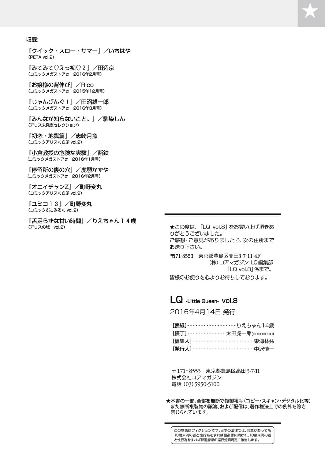 [アンソロジー] LQ -Little Queen- vol.8 [DL版]