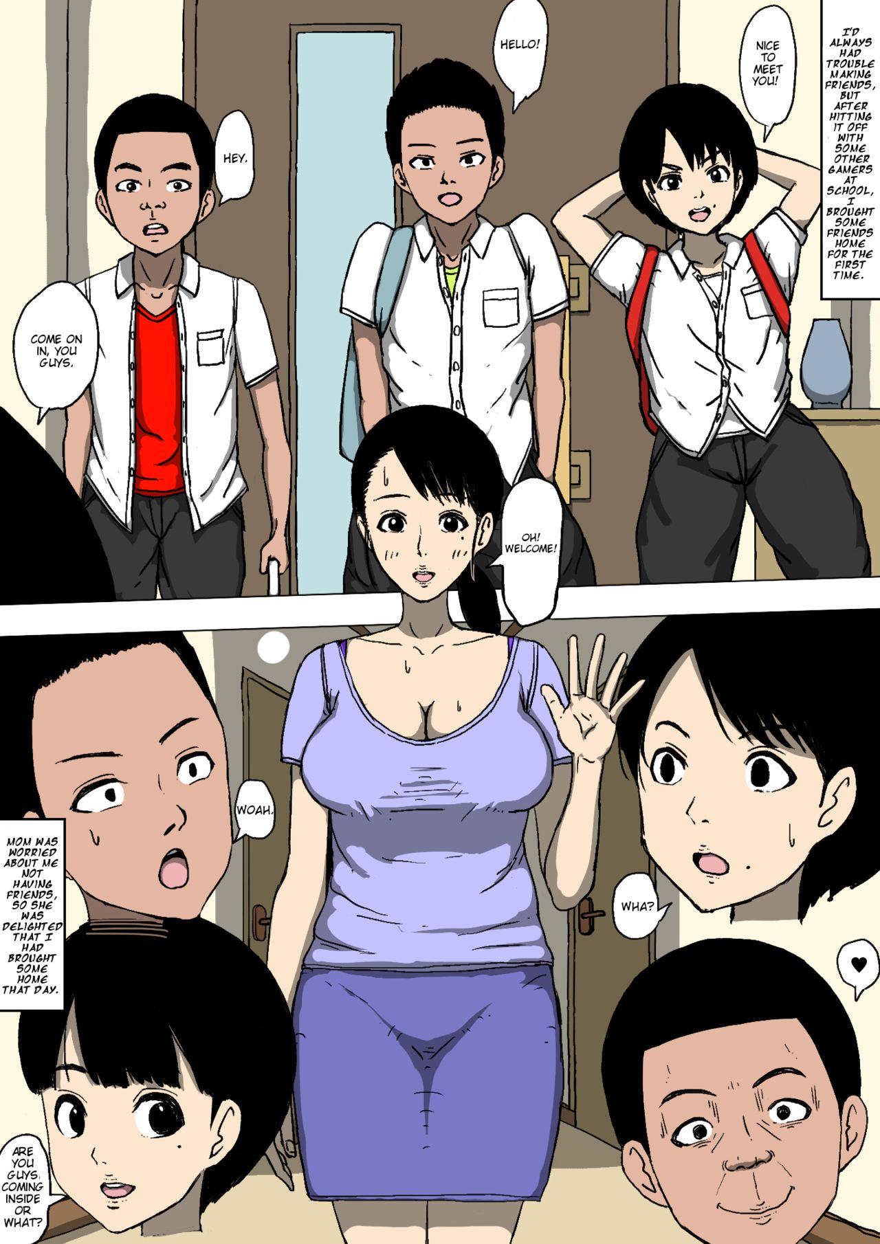 [同人昔話] 母親と友達が勝手に犯っていた [英訳]