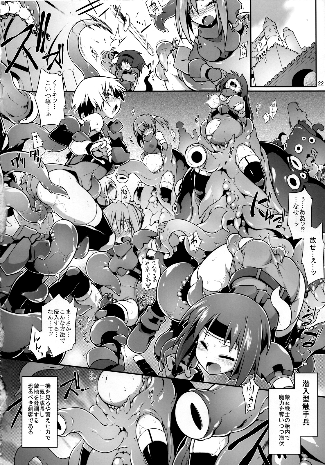 (C85) [灯夜工房 (灯ひでかず)] 女戦士 ＜ 触手 + おまけペーパー