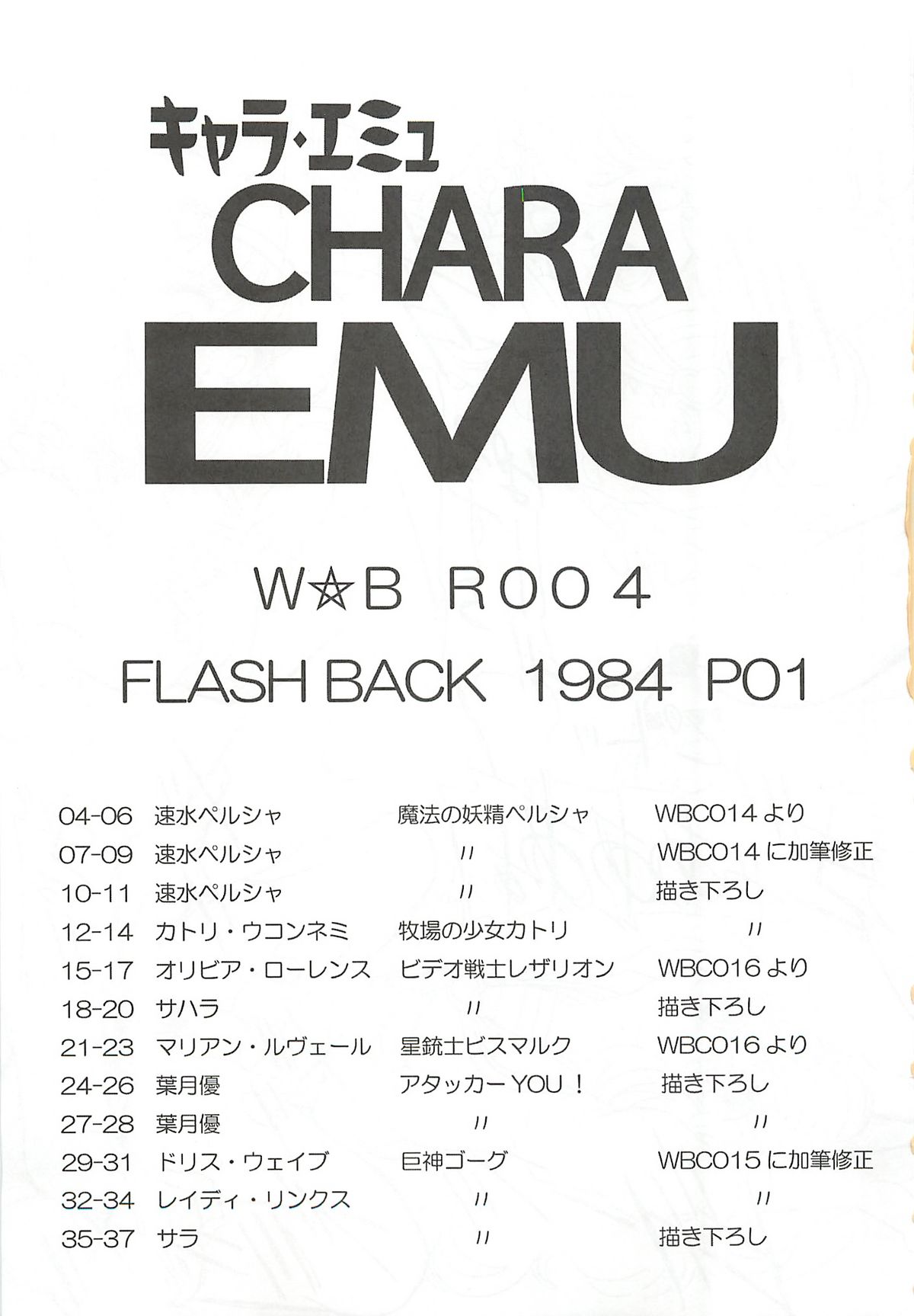 (C74) [だきまくま, 人外魔境倶楽部 (WING☆BIRD)] キャラエミュ W☆BR004 FLASH BACK1984 P01 (よろず)