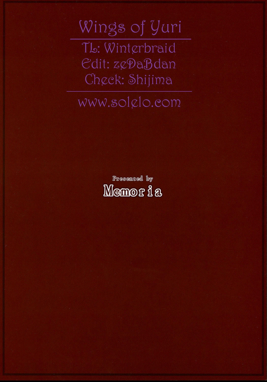 (コミコミ12) [Memoria (ティルム)] 悪魔の憧憬 (東方Project) [英訳]