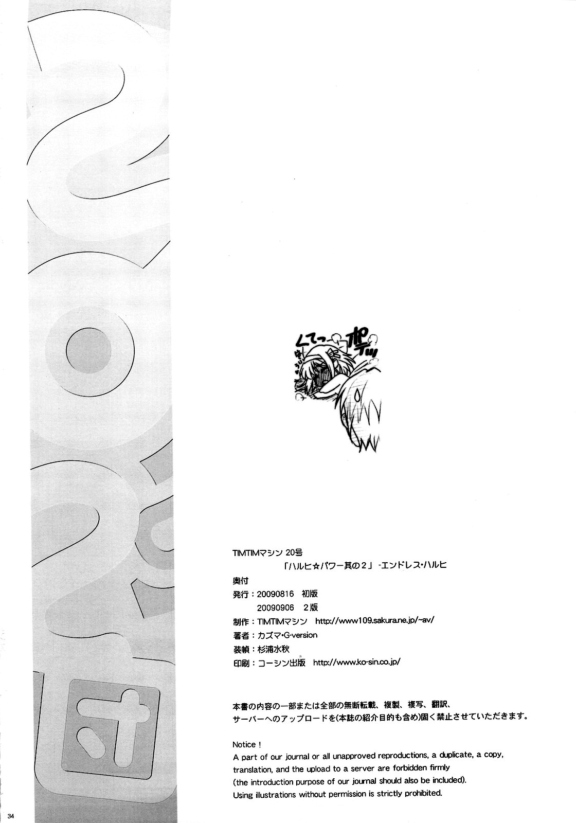 (C76) [TIM TIMマシン (カズマ・G-VERSION)] TIM TIMマシン20号 (涼宮ハルヒの憂鬱) [英訳]