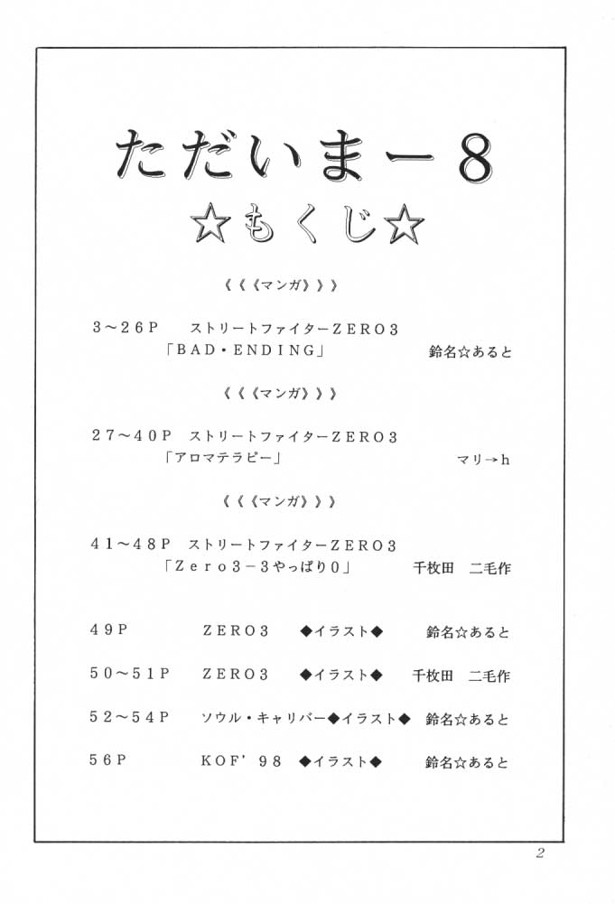 (C55) [あると屋 (鈴名あると)] ただいまー8 (ストリートファイターZERO3)