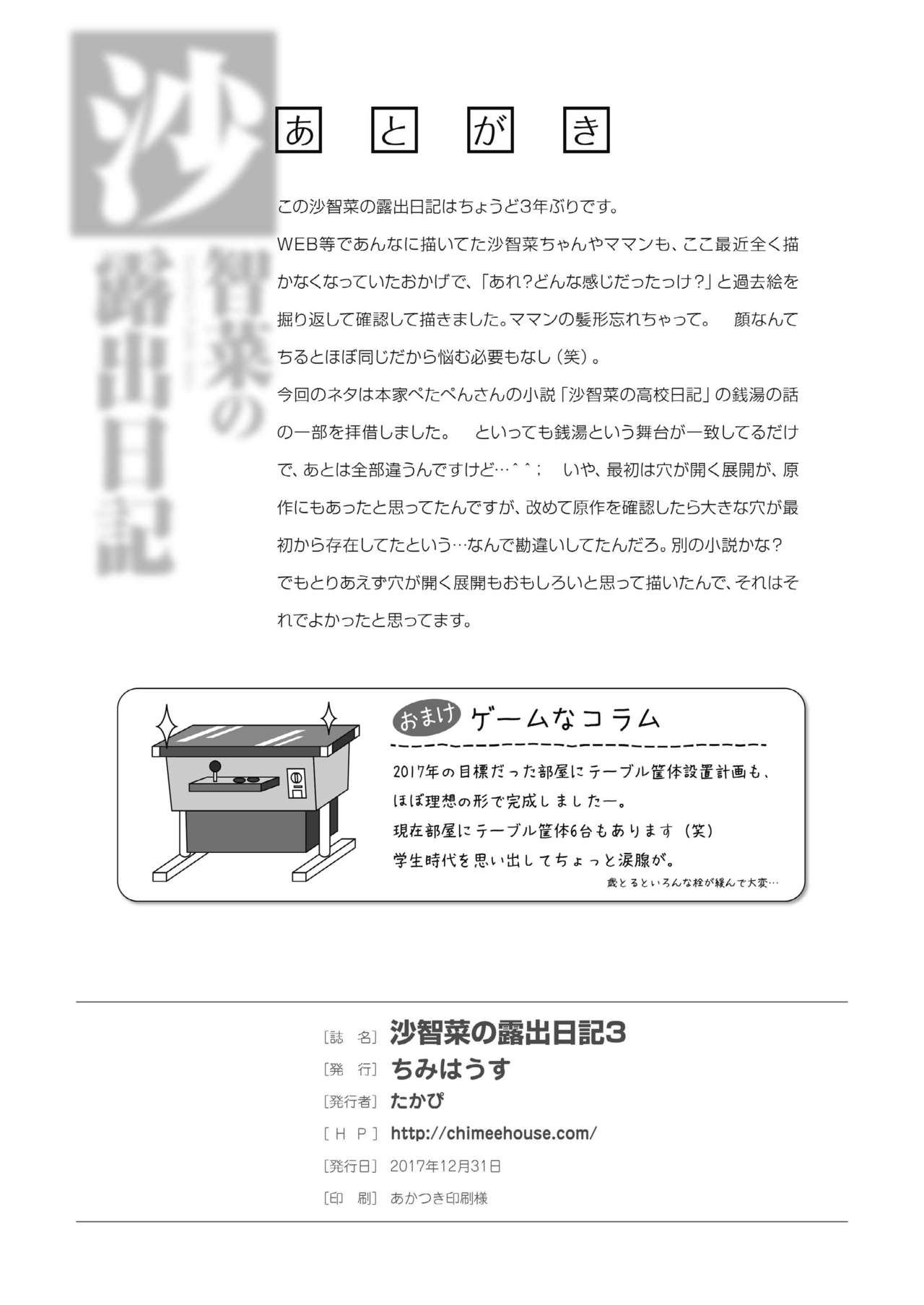 [ちみはうす (たかぴ)] 沙智菜の露出日記3 [DL版]