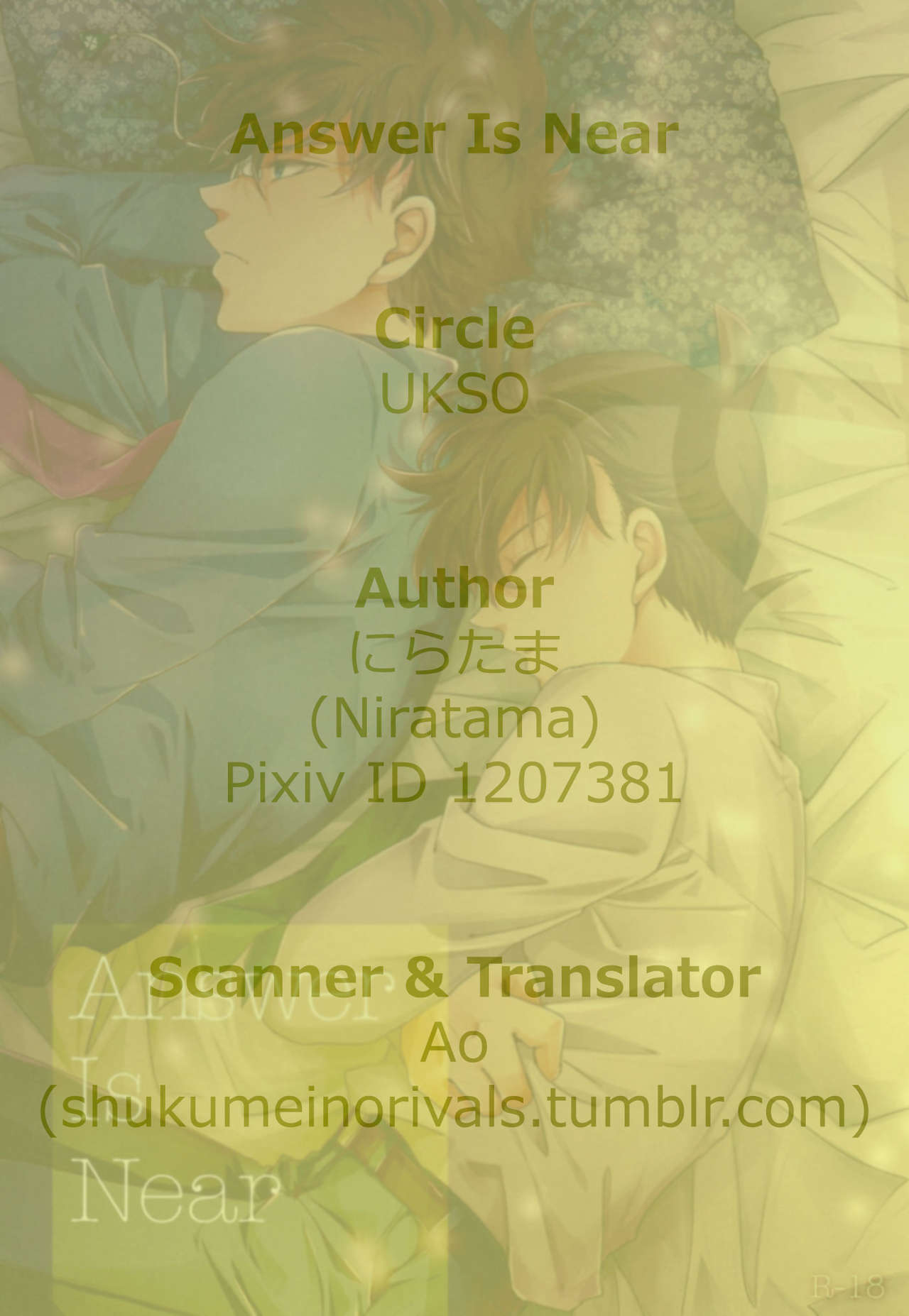 (C89) [UKSO (にらたま)] Answer Is Near (名探偵コナン) [英訳] [無修正]