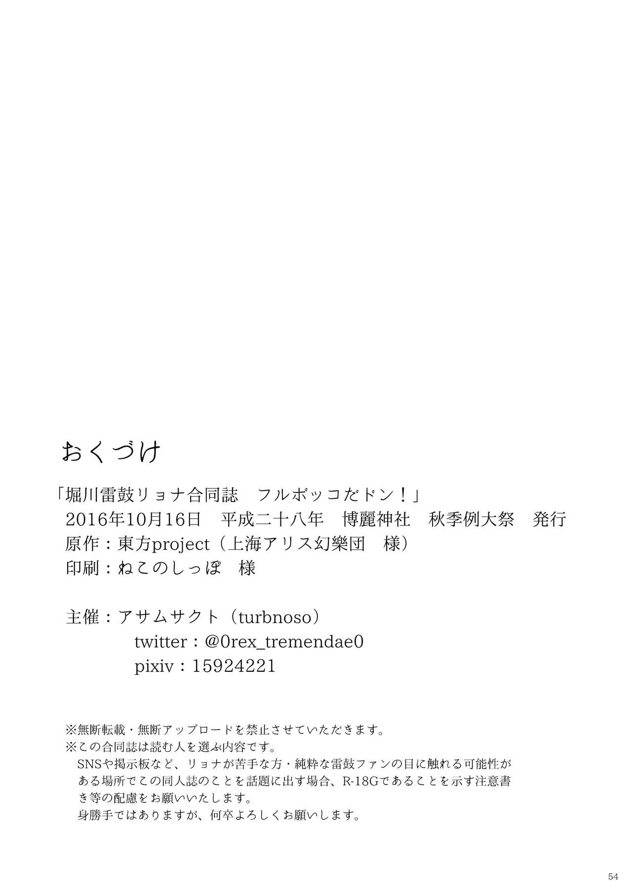 (秋季例大祭3) [turbinoso (よろず)] 堀川雷鼓リョナ合同誌 フルボッコだドン！ (東方Project)