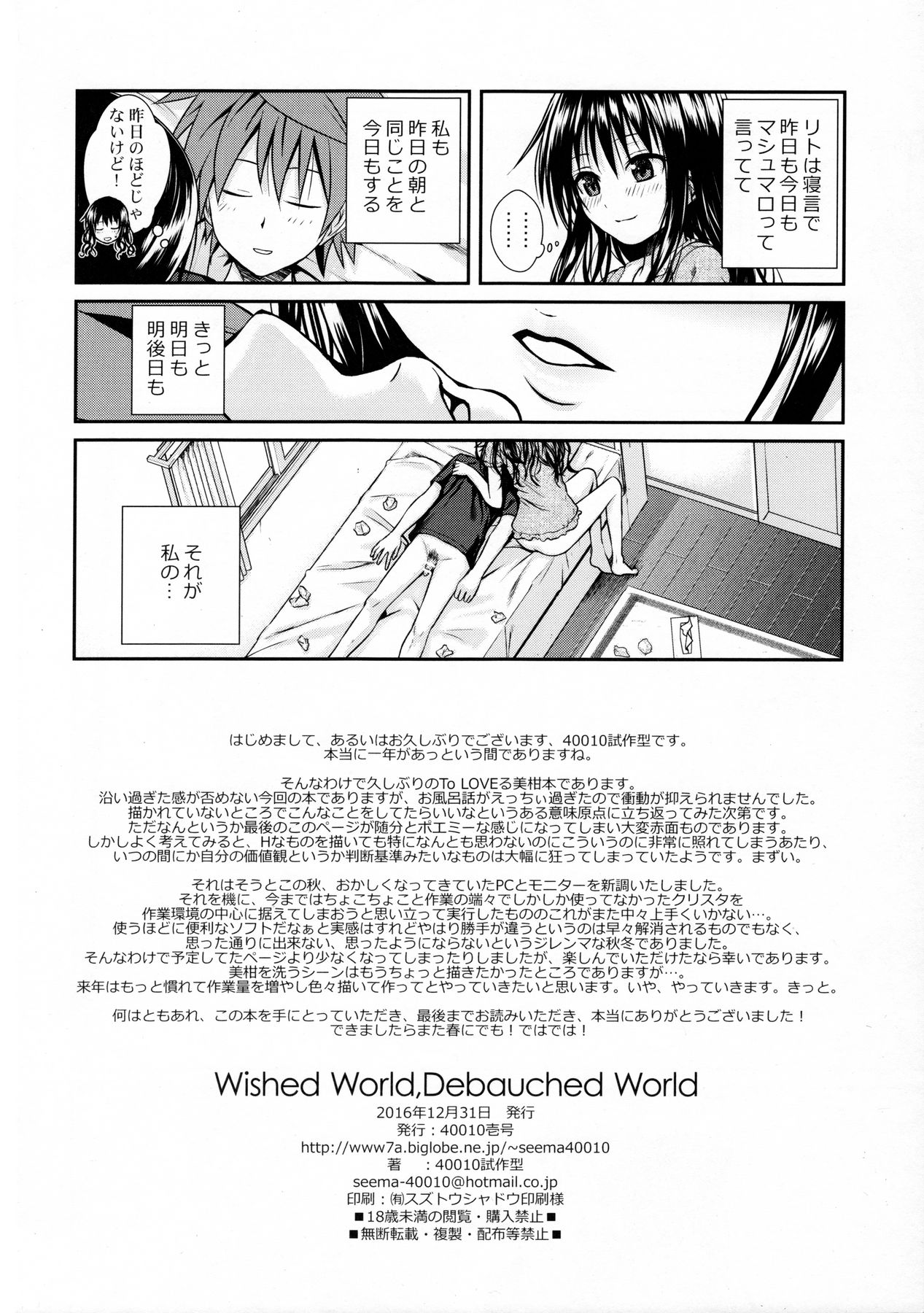 (C91) [40010壱号 (40010試作型)] Wished World,Debauched World (To LOVEる -とらぶる-)