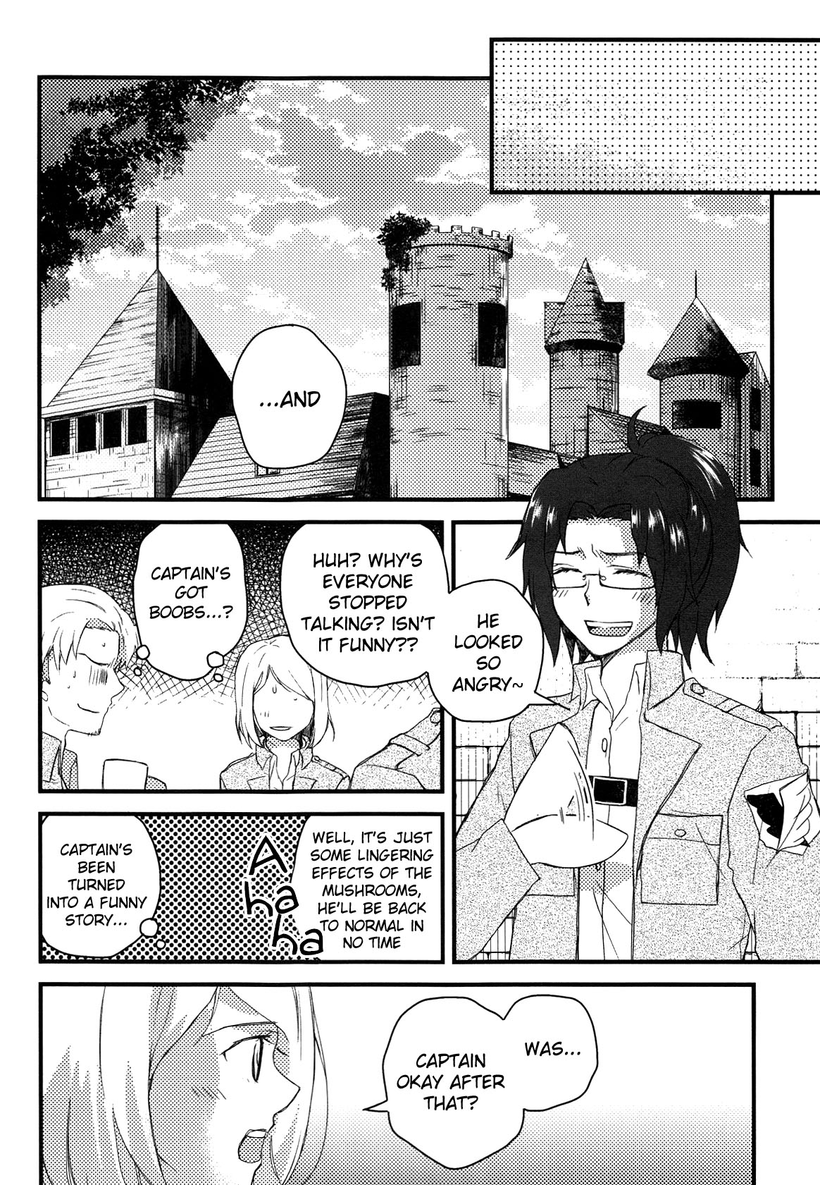 (調査兵団の恋愛事情2 R18) [ウマコイ (帆立)] 兵長がにょたいになりまして。 (進撃の巨人) [英訳]