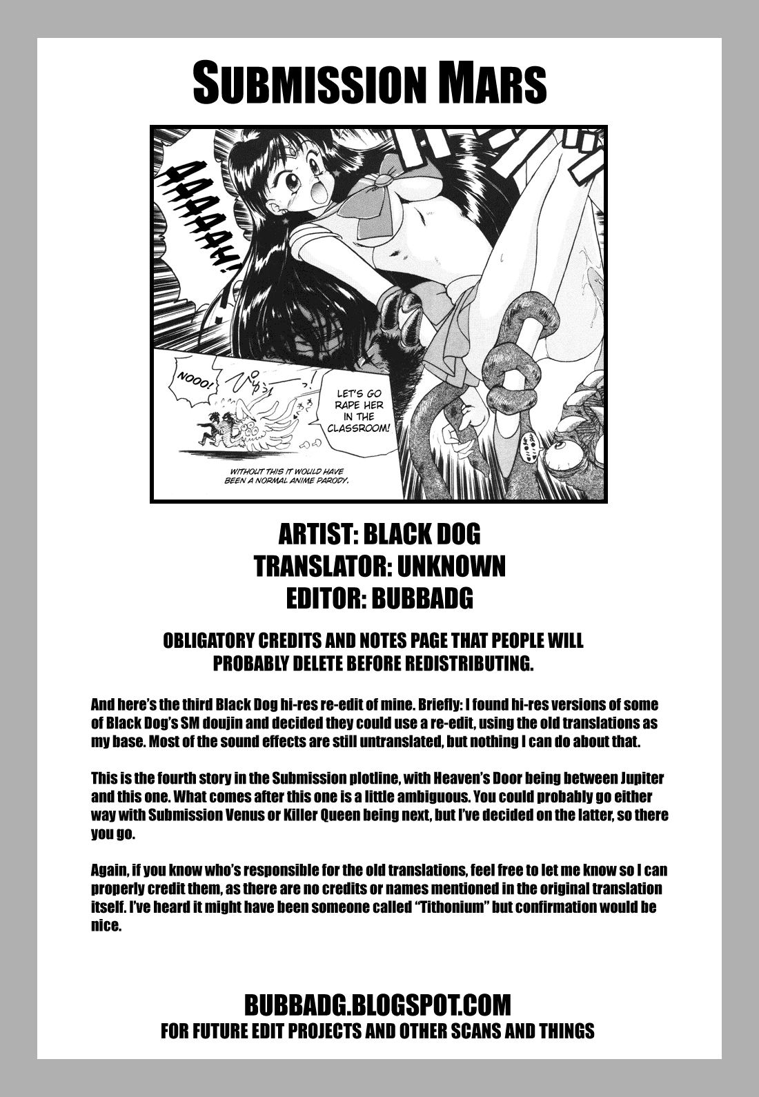 [BLACK DOG (黒犬獣)] SUBMISSION MARS (美少女戦士セーラームーン) [英訳]