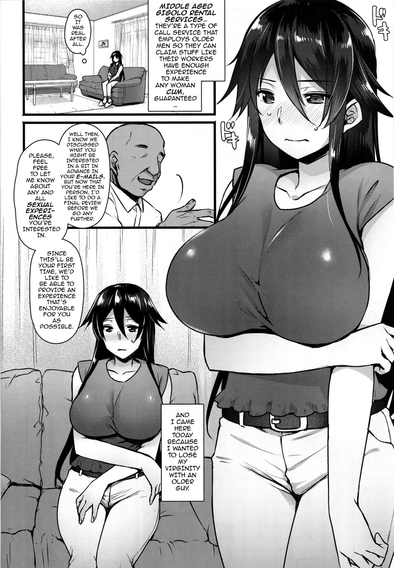 (C92) [姫屋 (阿部いのり)] レンタル種付けおじさん～27歳処女が種付けおじさん10人にハメられました～ [英訳]