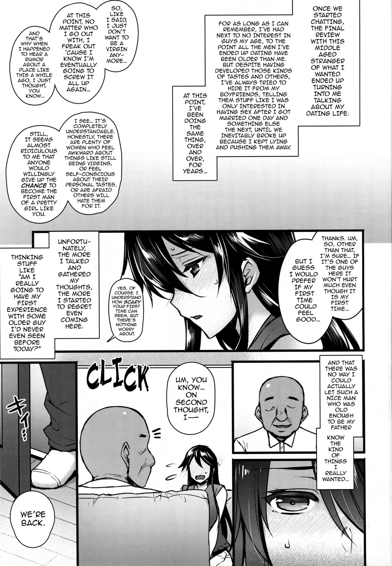 (C92) [姫屋 (阿部いのり)] レンタル種付けおじさん～27歳処女が種付けおじさん10人にハメられました～ [英訳]