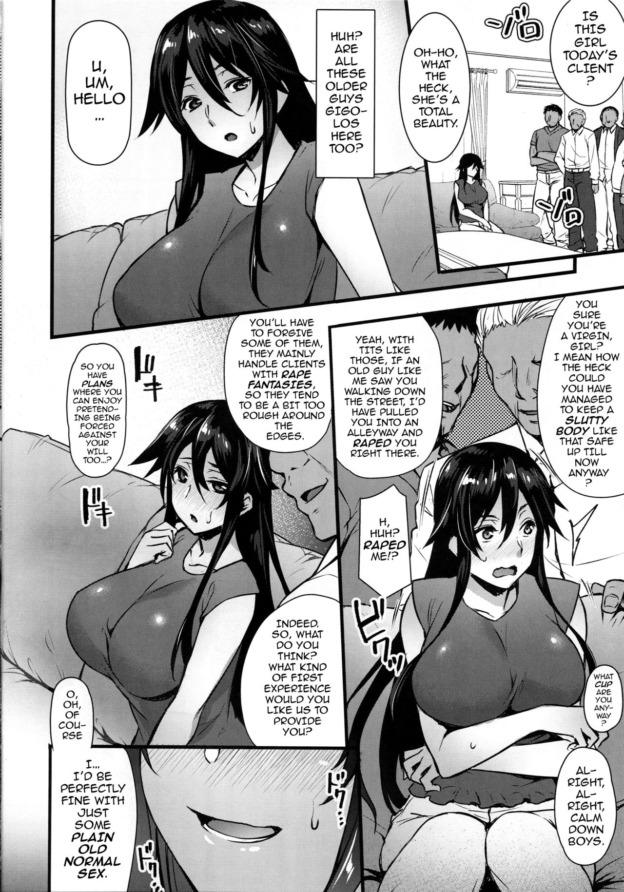 (C92) [姫屋 (阿部いのり)] レンタル種付けおじさん～27歳処女が種付けおじさん10人にハメられました～ [英訳]