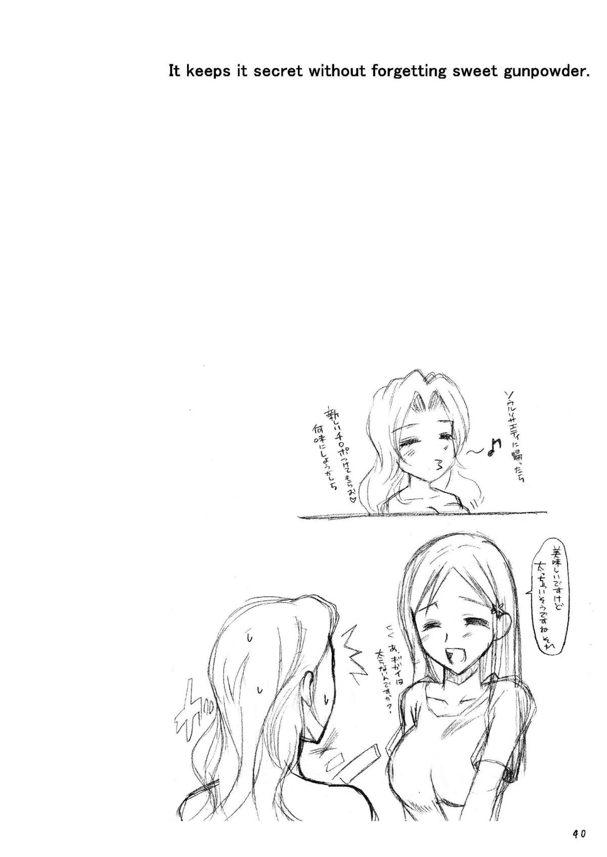 (C72) [ひじょうぐち, RUBY FRUIT (琴月るの, TEI-OH-K-TAKAMURO)] It keeps it secret without forgetting sweet gunpowder. 甘い火薬を胸に秘めて (ブリーチ) [英訳]