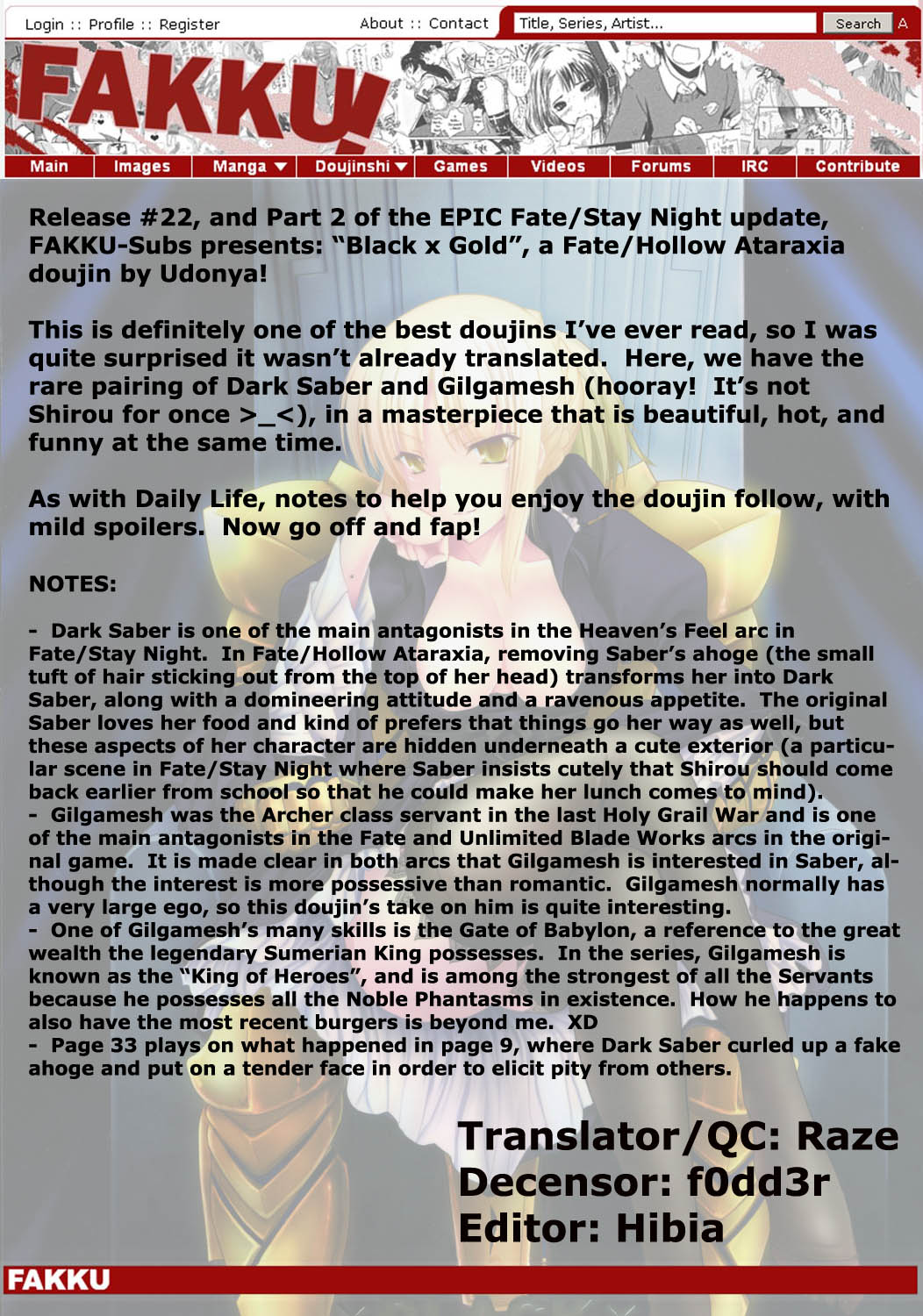 (C72) [うどんや (鬼月あるちゅ、ZAN)] BLACKxGOLD (Fate/hollow ataraxia) [英訳] [無修正]