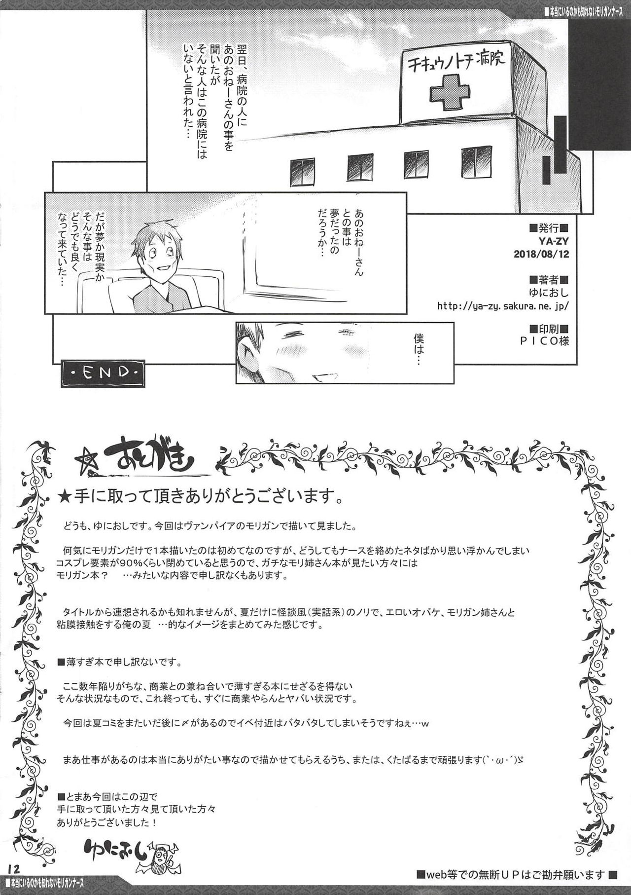 (C94) [YA-ZY (ゆにおし)] 本当にいるのかも知れないモリガンナース (ヴァンパイア)