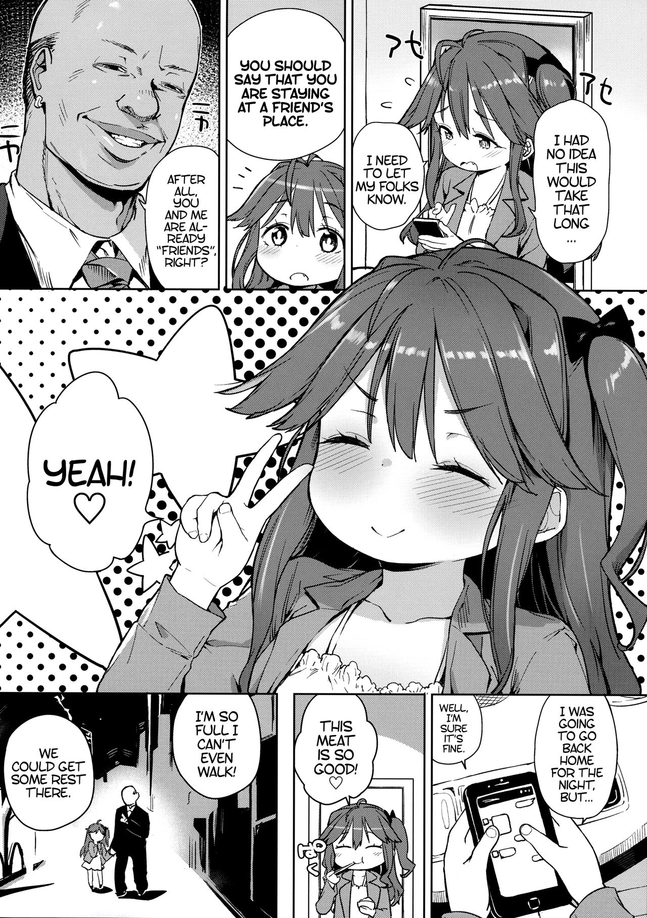 (コミティア120) [飯食って寝る。 (あたげ)] じゅんすいむくな女児がお金持ちのおじさんに黒ギャルにされちゃいました♡ [英訳]