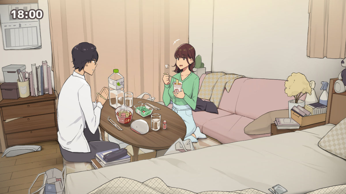 [わかまつ] 一人暮らしの女子大生のお部屋、友達と一日集中して勉強会しようと決めた日 [英訳]