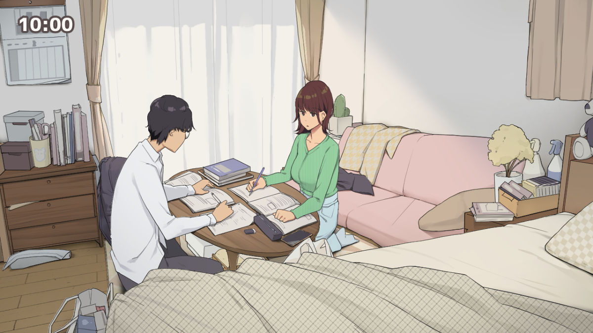 [わかまつ] 一人暮らしの女子大生のお部屋、友達と一日集中して勉強会しようと決めた日 [英訳]