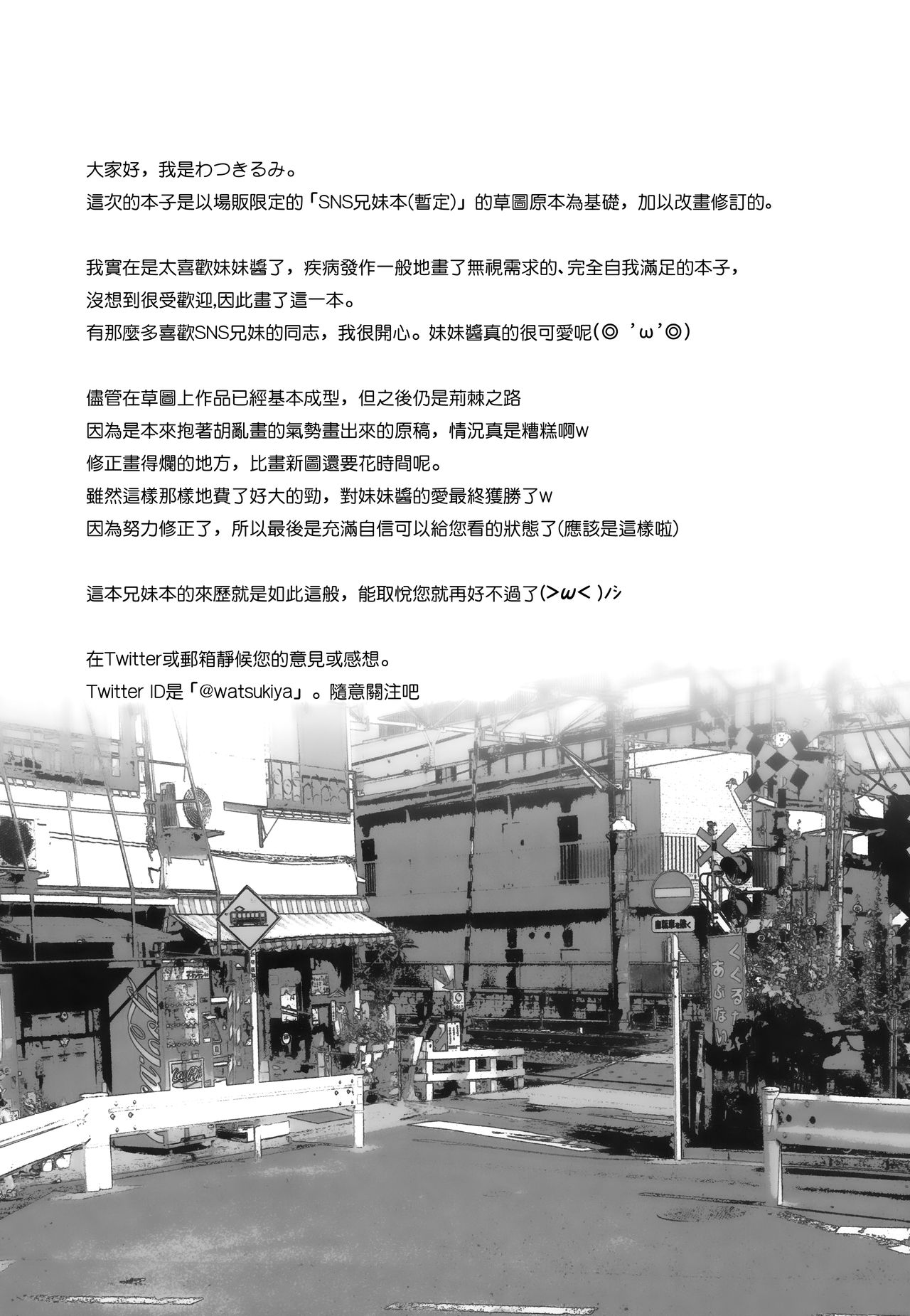 (C94) [わつき屋 (わつきるみ、結城成)] SNS兄妹本 (踏切時間) [中国翻訳]