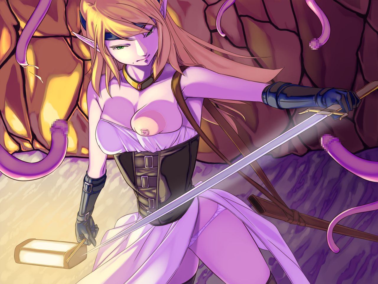 [彷徨の彼方 (りょまる)] 触手によるふたなり女剣士のペニス事情