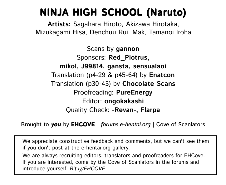 (C61) [墨東綺譚, 田中類, MAKOTONET (よろず)] NINJA HIGH SCHOOL (NARUTO -ナルト-) [英訳]