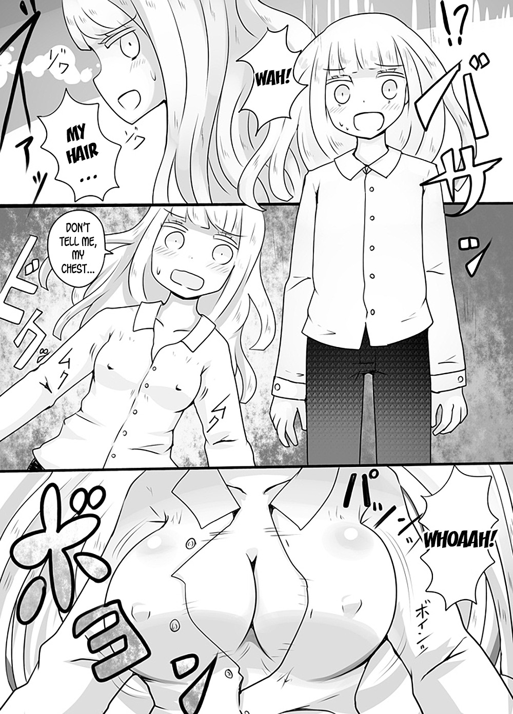 [むらさきにゃんこバー (ヴァエ)] 白髪の男子高校生が悪友にハメられて怪しい薬を飲まされたら女体化してしまったけれどなしくずし的にSEXする雰囲気になっている。 [英訳]