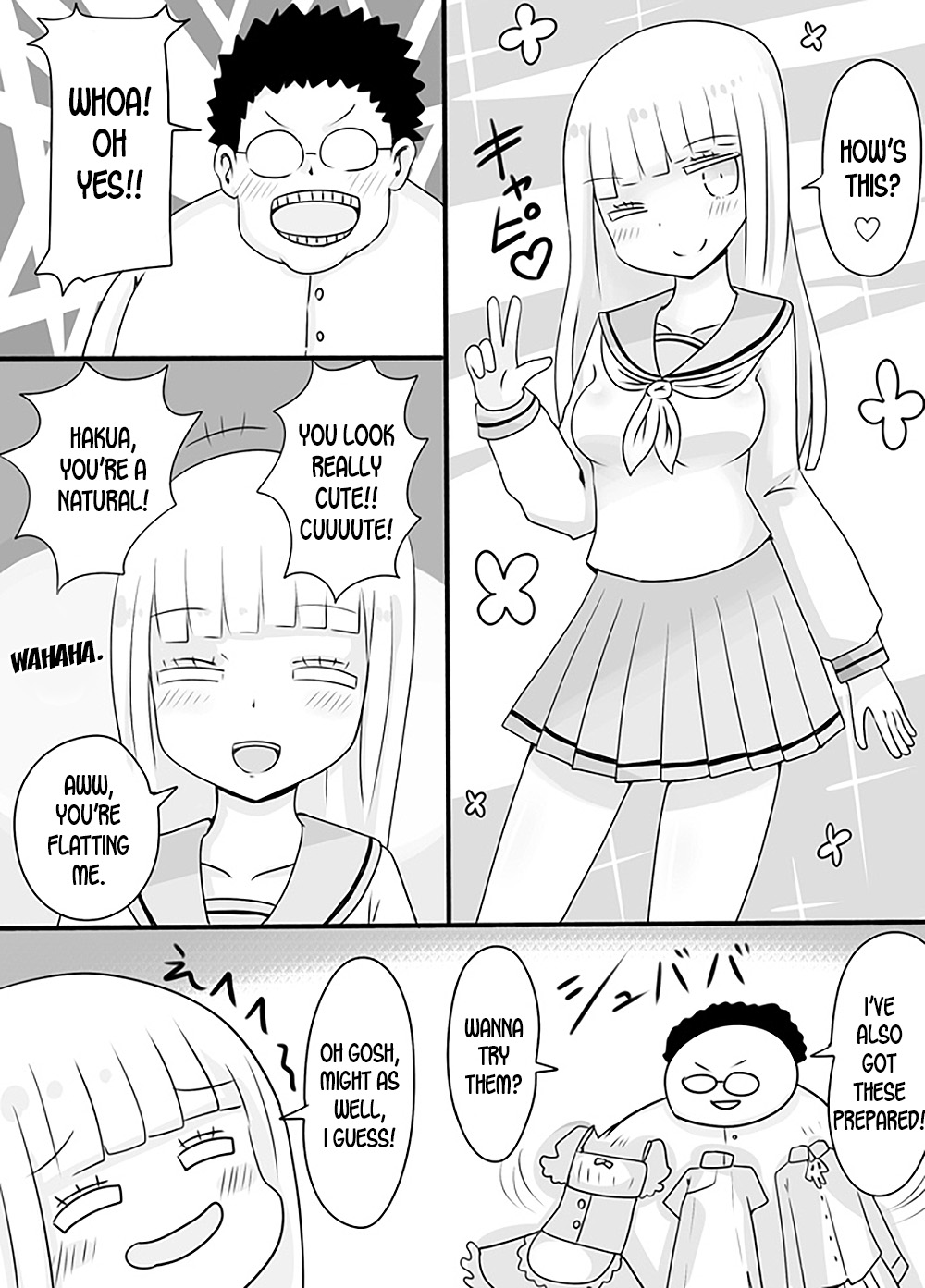 [むらさきにゃんこバー (ヴァエ)] 白髪の男子高校生が悪友にハメられて怪しい薬を飲まされたら女体化してしまったけれどなしくずし的にSEXする雰囲気になっている。 [英訳]