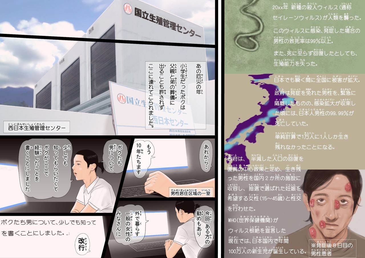 [いろまん] 99.99％の男が死滅した世界で種馬のような生活をおくるボクの物語（前編）