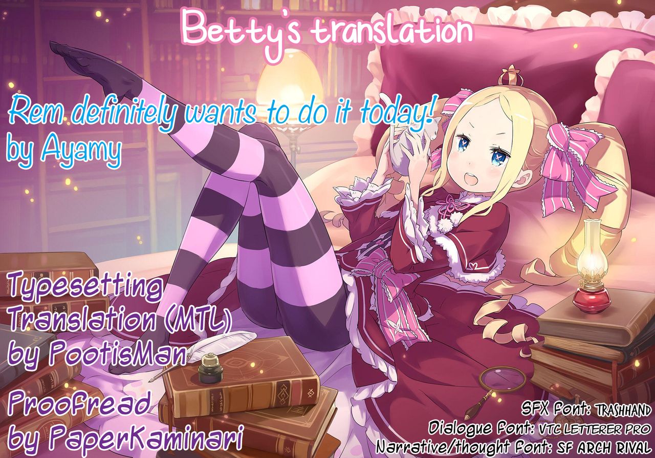 (AC2) [ハチゴ (あやみ)] レムは今日絶対やりたい! (Re:ゼロから始める異世界生活) [英訳]