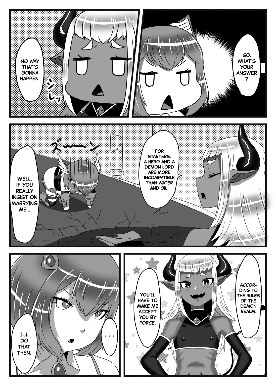 [日々草話 (アパッチ)] ふたなり勇者の魔王篭絡 [英訳]